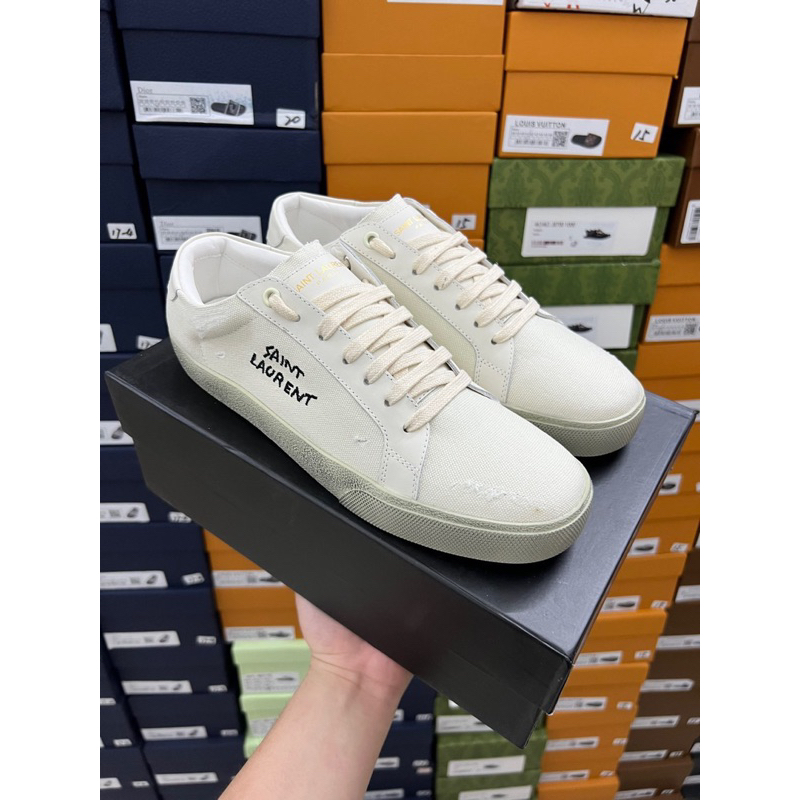 - Giày Sneaker Y.S.L Clasic Thêu Chữ Bụi Bặm Cao Cấp, Giày Sneaker Nam Nữ Y.S.L Full Box
