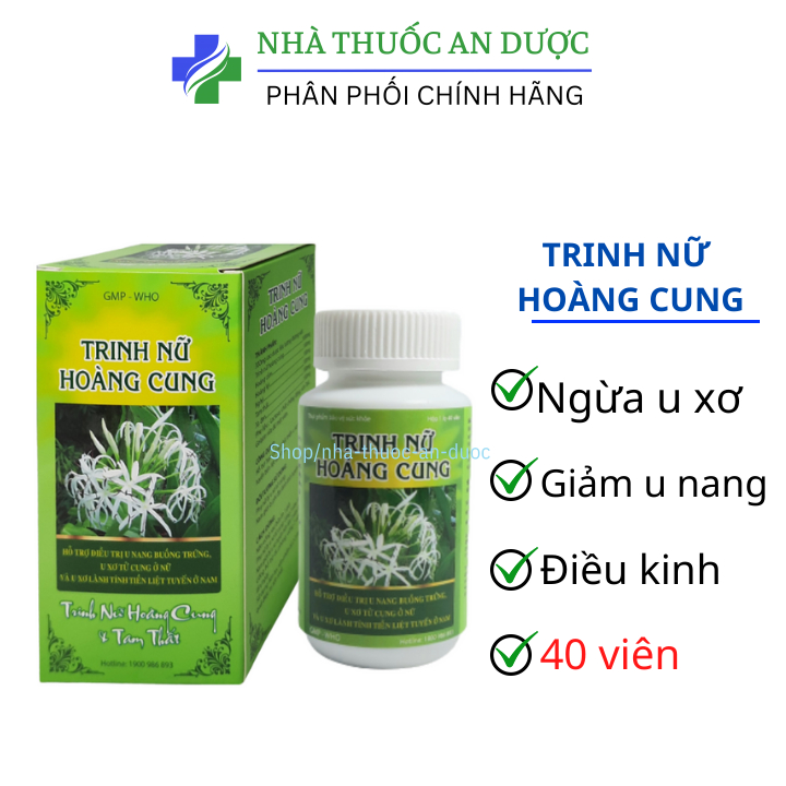 Hỗ trợ giảm u xơ tử cung, u nang buồng trứng, u xơ tiền liệt- Trinh nữ hoàng cung Lọ 40 viên