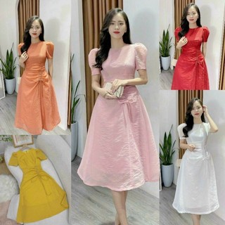 Đầm xoè tiểu thư chân váy rút dây cao cấp-TKO TẶNG KÈM HOA TAI THỜI TRANG