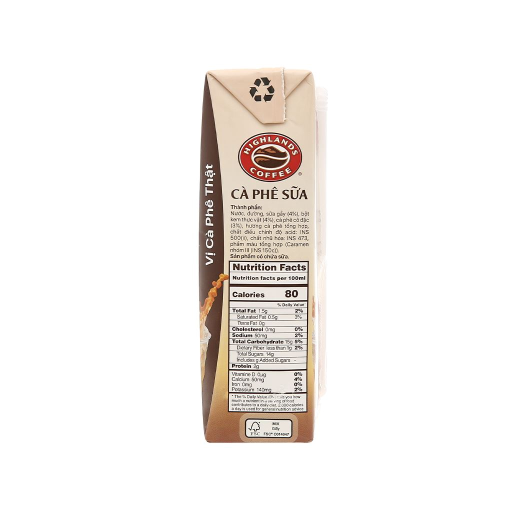 Thùng 48 hộp cà phê sữa HIGHLANDS 180ml / Combo 12 hộp cà phê sữa HIGHLANDS 180ml