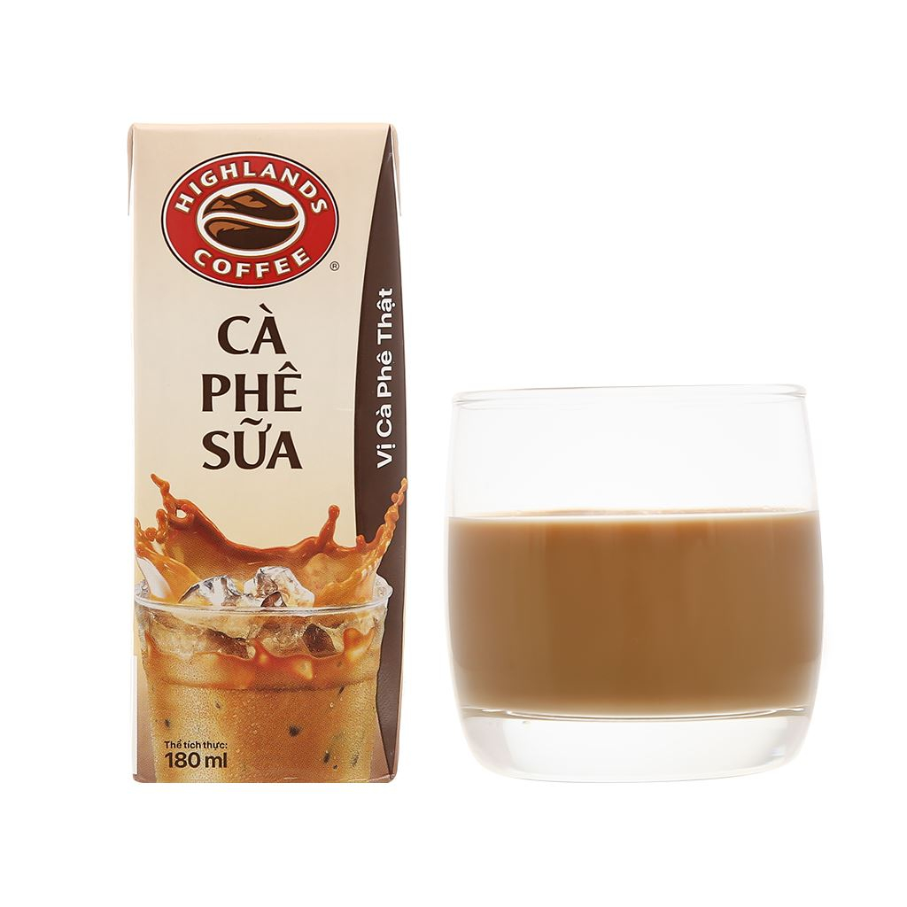 Thùng 48 hộp cà phê sữa HIGHLANDS 180ml / Combo 12 hộp cà phê sữa HIGHLANDS 180ml