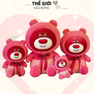  GẤU DÂU LOTSO ĐỘI MŨ LEN ĐEO NƠ SIZE ĐẠI 1M NHIỀU SIZE ÔM MỀM MỊN 