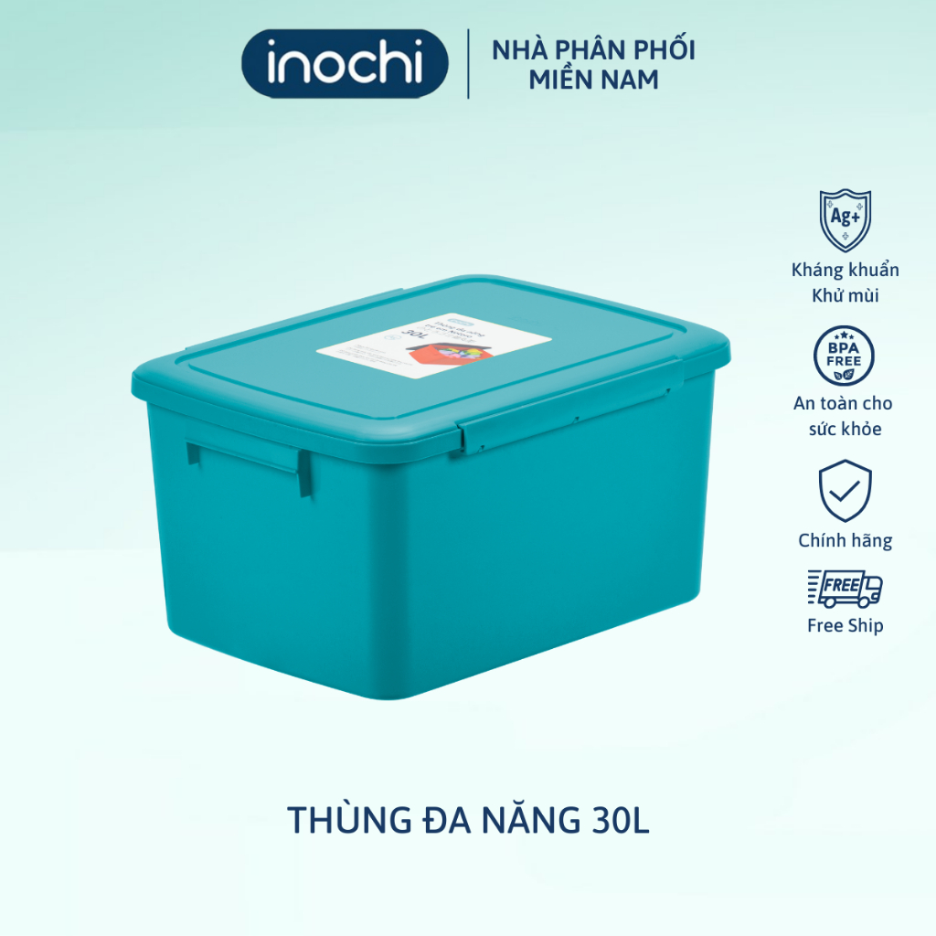 Thùng đa năng 30L đựng đồ trẻ em Inochi, thiết kế có nắp đậy kín tránh côn trùng