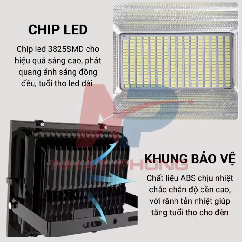 Đèn năng lượng mặt trời có điều khiển 300W đèn pha led ngoài trời Siêu sáng và không thấm nước