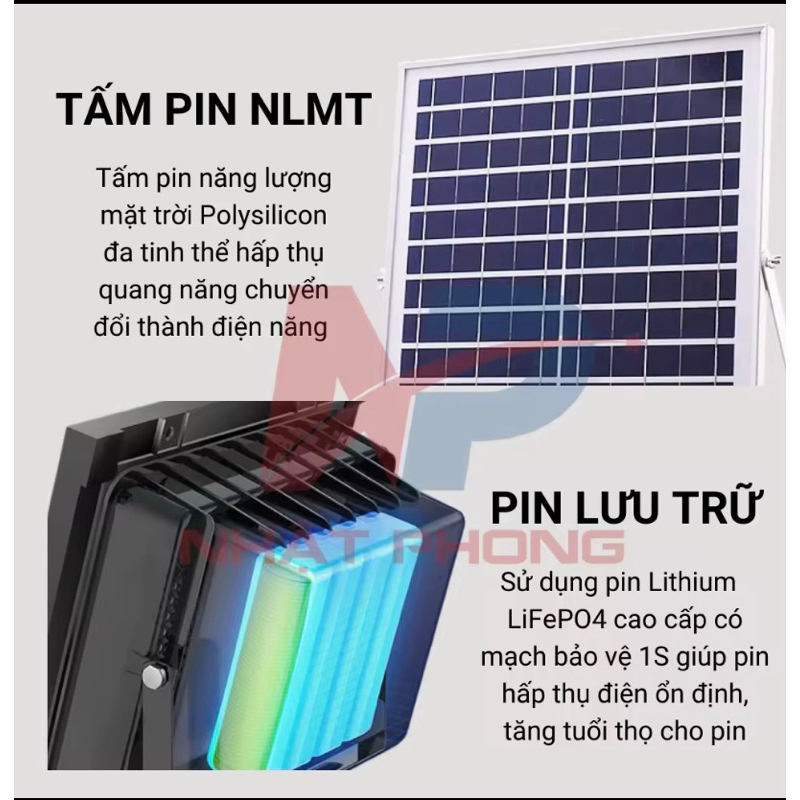 Đèn năng lượng mặt trời có điều khiển 300W đèn pha led ngoài trời Siêu sáng và không thấm nước