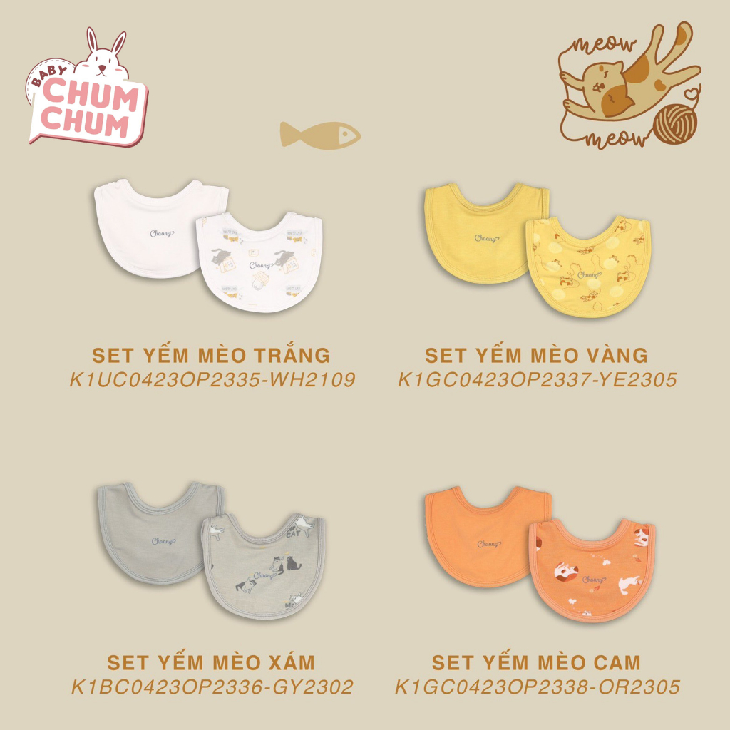 Set Yếm Sơ Sinh Mèo CHAANG AW23D8