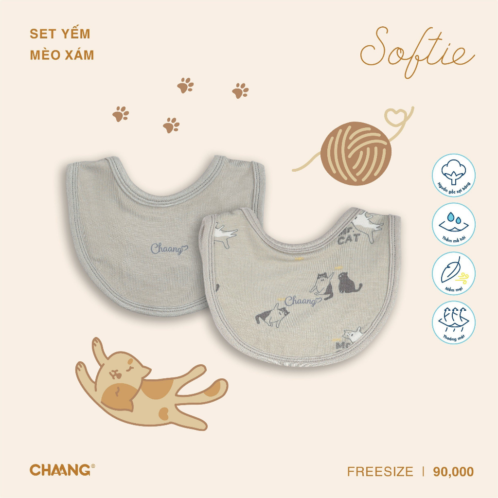 Set Yếm Sơ Sinh Mèo CHAANG AW23D8