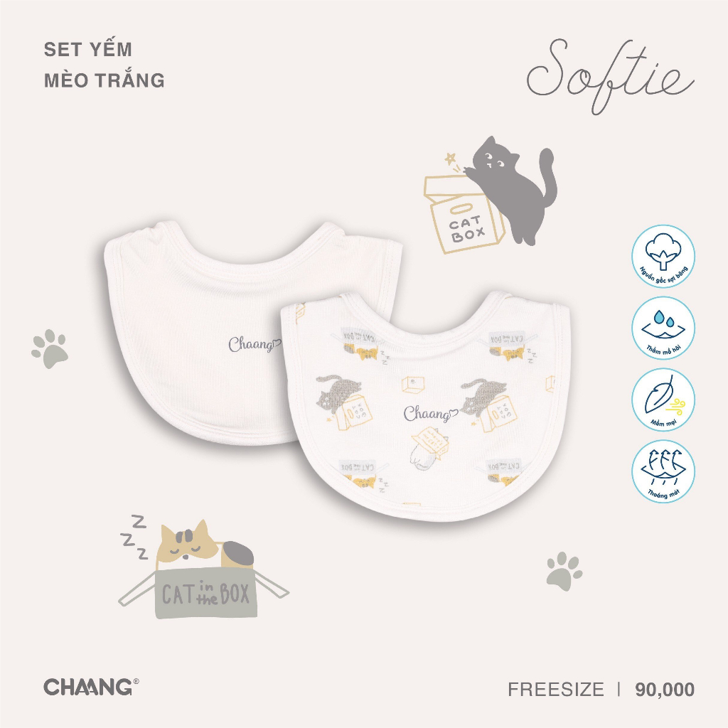 Set Yếm Sơ Sinh Mèo CHAANG AW23D8
