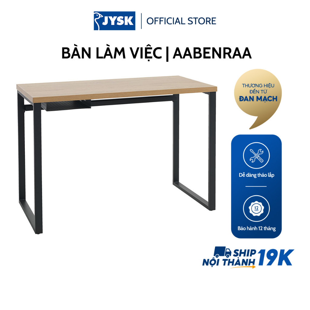 Bàn làm việc | JYSK Aabenraa | gỗ công nghiệp/kim loại | màu sồi/đen | D110xR55xC75cm