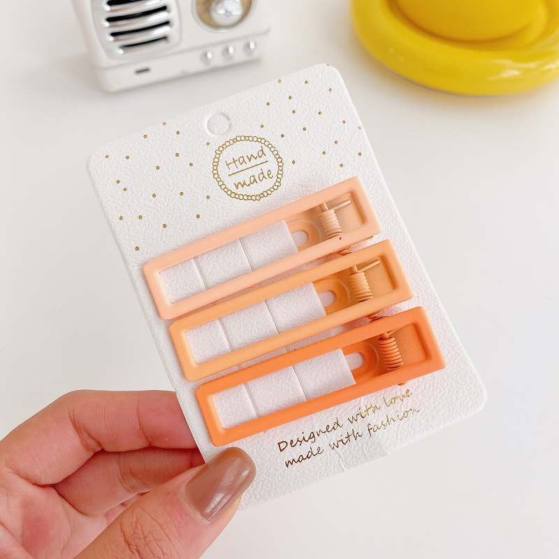 Set 3 kẹp tóc mái NOVSET thiết kế sắc màu đầu vuông