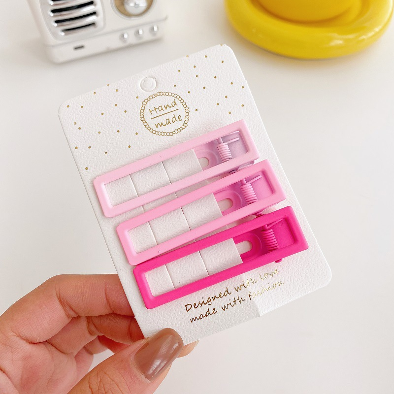 Set 3 kẹp tóc mái NOVSET thiết kế sắc màu đầu vuông