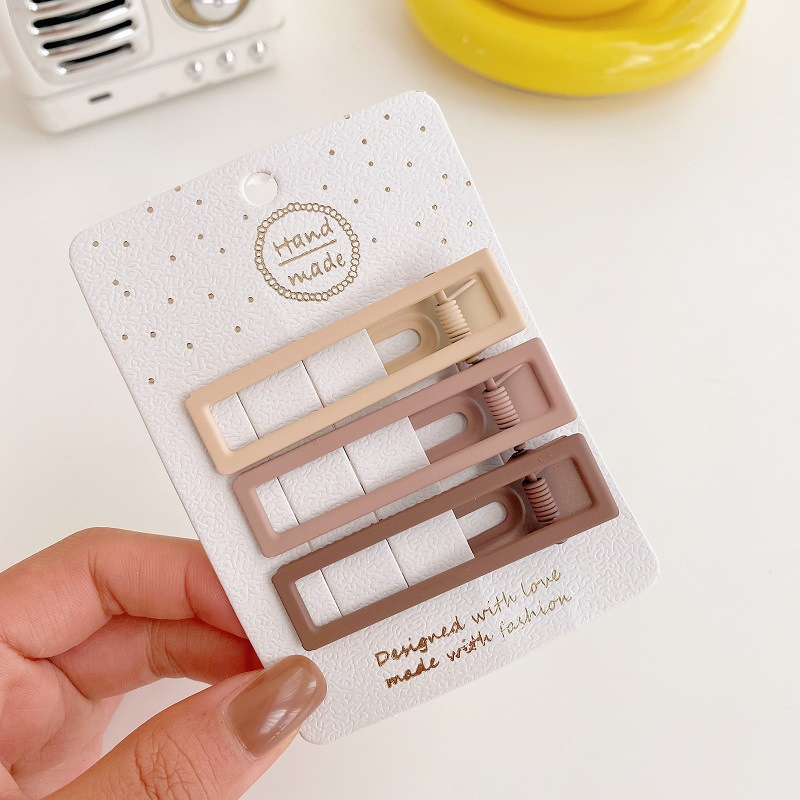 Set 3 kẹp tóc mái NOVSET thiết kế sắc màu đầu vuông