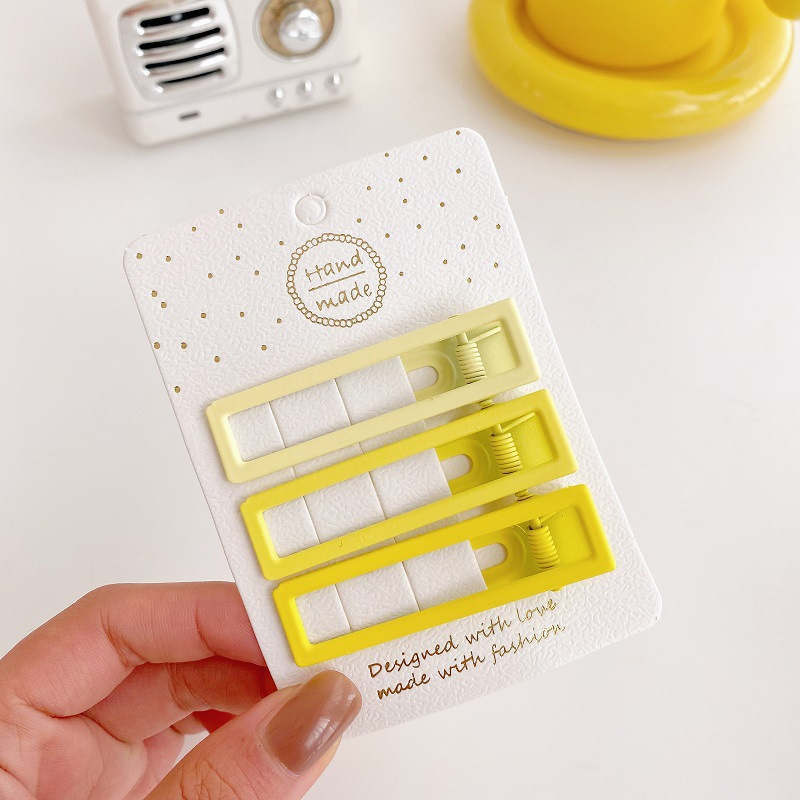 Set 3 kẹp tóc mái NOVSET thiết kế sắc màu đầu vuông