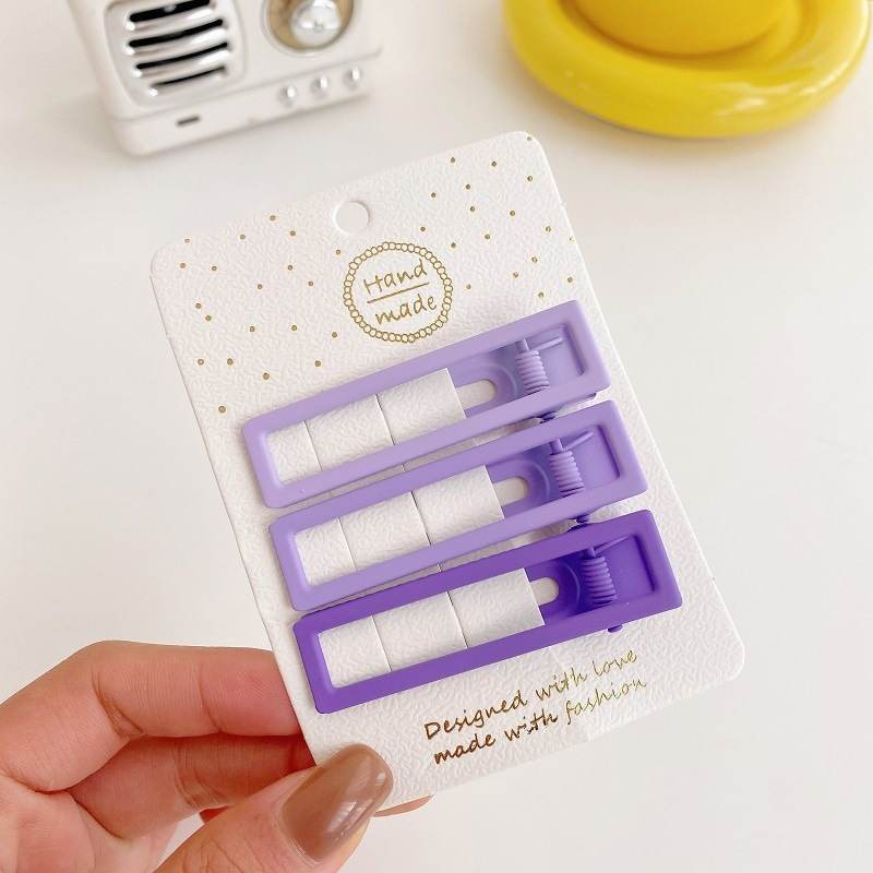 Set 3 kẹp tóc mái NOVSET thiết kế sắc màu đầu vuông