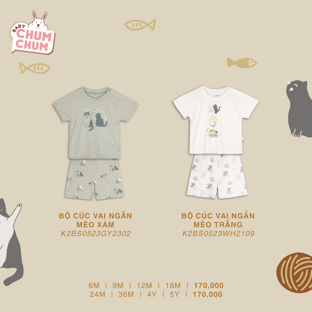 Bộ Cúc Vai Ngắn Mèo CHAANG AW23D8