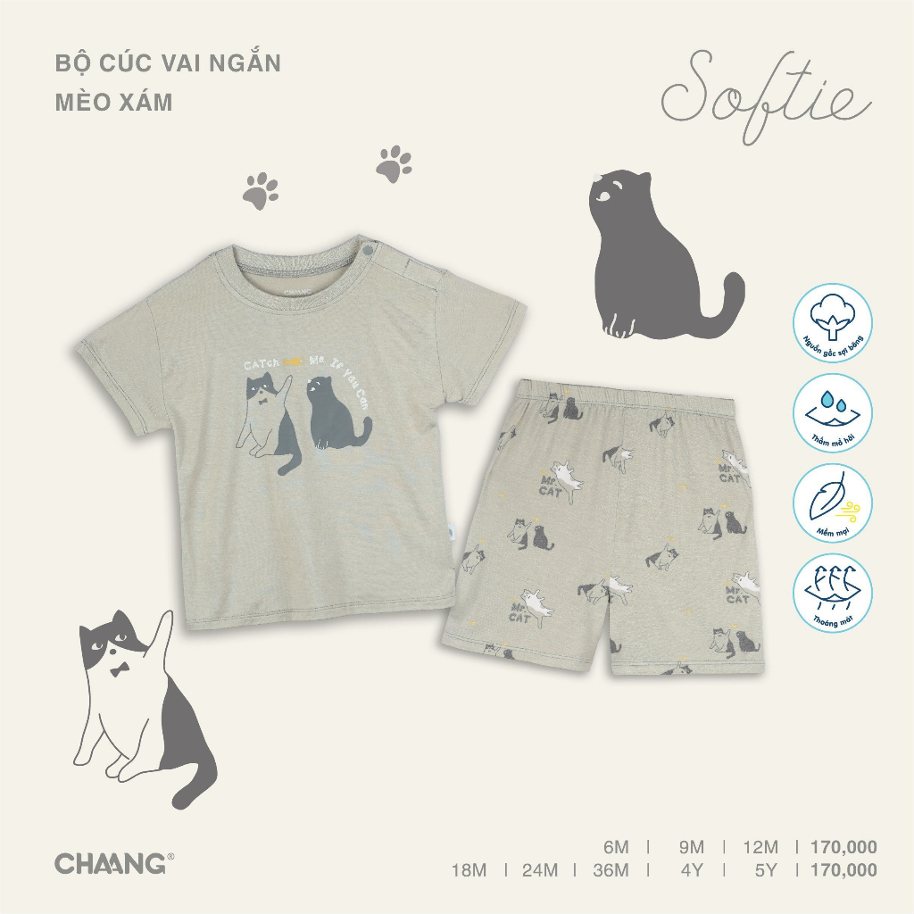 Bộ Cúc Vai Ngắn Mèo CHAANG AW23D8
