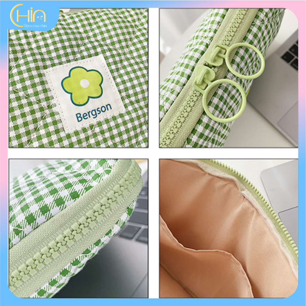 Túi đựng Laptop / Ipad chống sóc hoạ tiết kẻ vintagin dễ thương phong cách nhật bản.