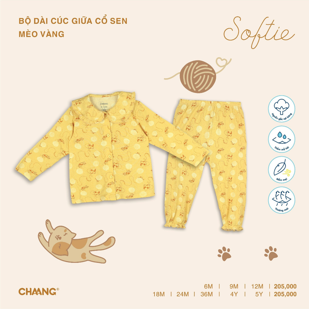 Bộ Dài Cúc Giữa Cổ Sen Mèo CHAANG AW23D8