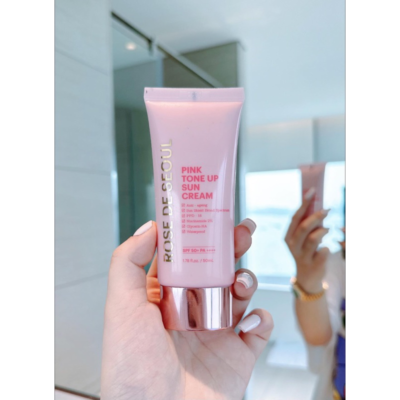 Kem chống nắng phổ rộng Rose De Seoul trọng lượng 50gam pink tone up sun cream spf 50 PA++++