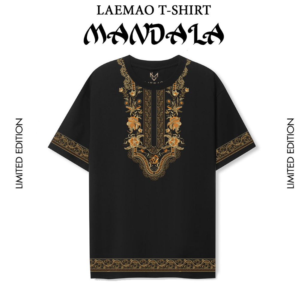 Áo thun LAEMAO chất liệu cotton tay lỡ form oversize MANDALA
