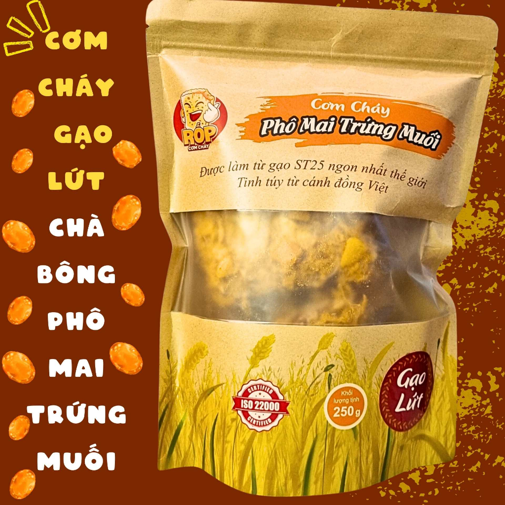 Cơm Cháy Rốp gạo lứt phô mai trứng muối loại 250 gram