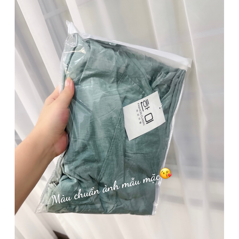 Váy suông xoắn lưng cho nữ màu xanh mint kèm ảnh thật