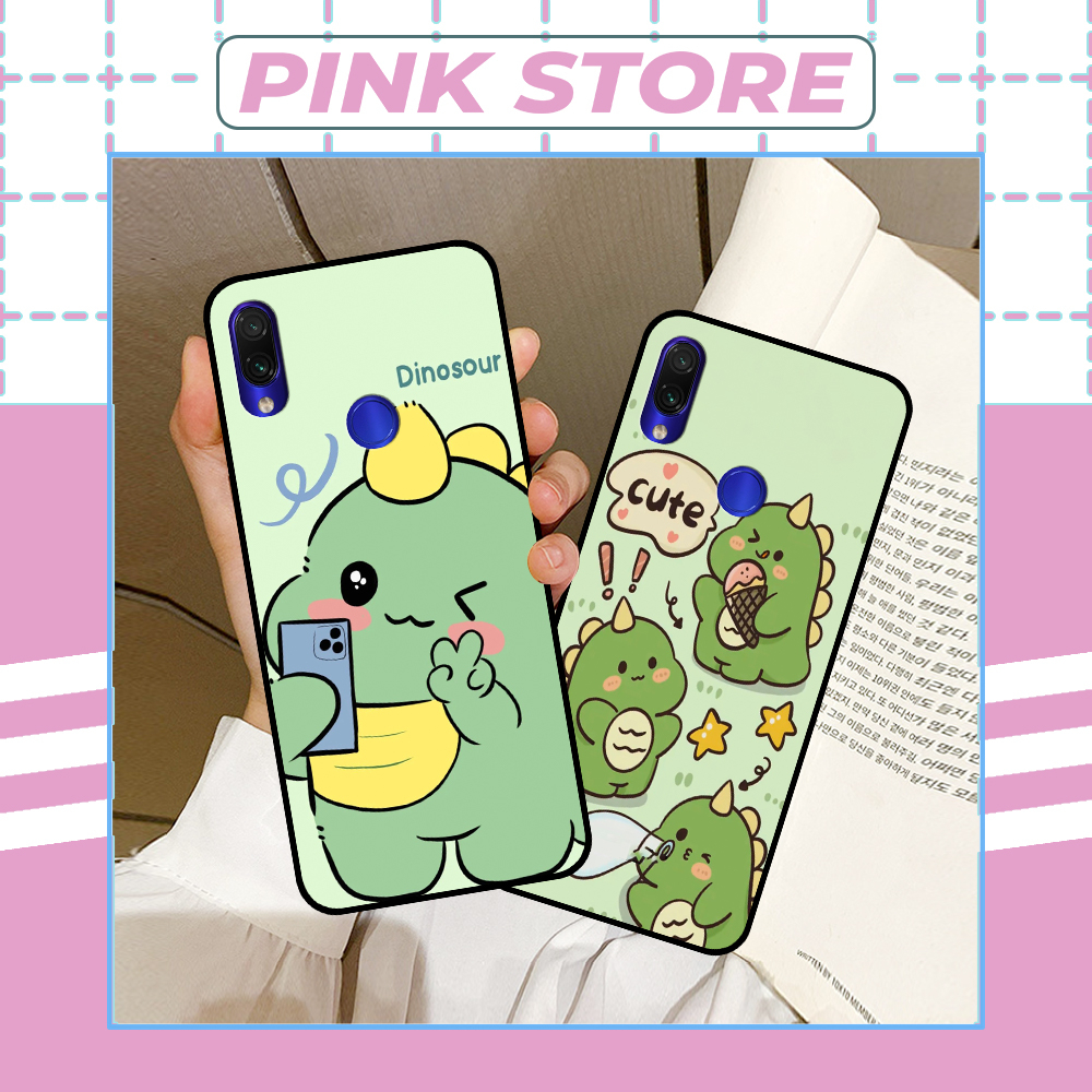 Ốp Xiaomi Redmi 7 / Redmi Note 7 / Redmi Note 7 Pro in hình khủng long xanh ,gấu hồng dễ thương