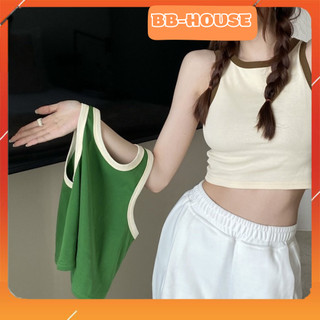Áo croptop BA LỖ PHỐI VIỀN basic trơn Nữ thun gân