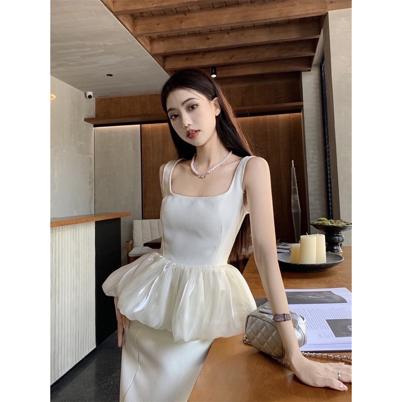 Set áo bí chân váy midi