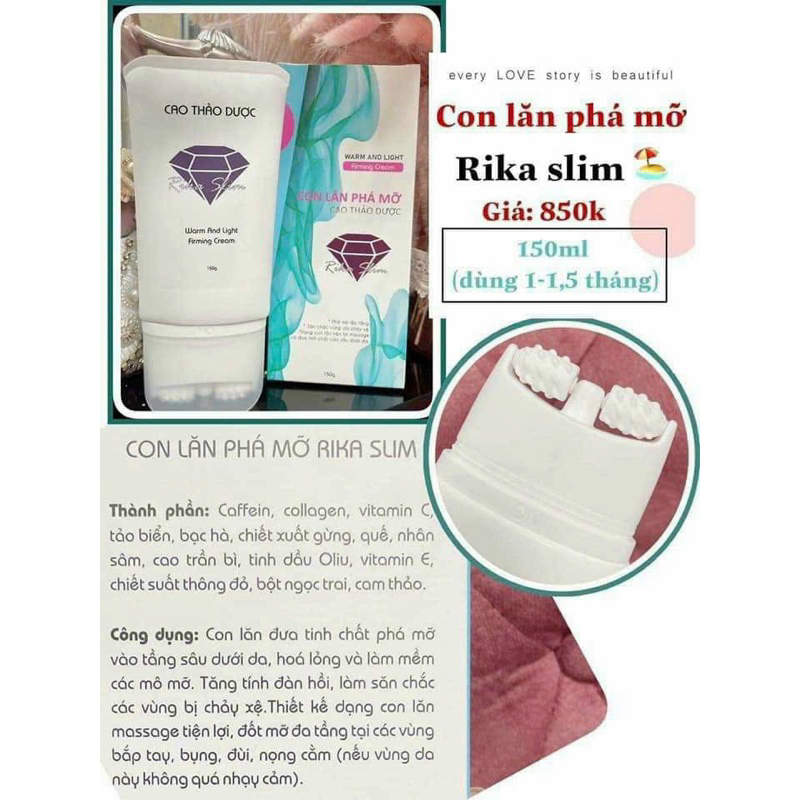 Gel Slim Cao Thảo Dược 150ml - Con lăn phá mỡ Rika slim