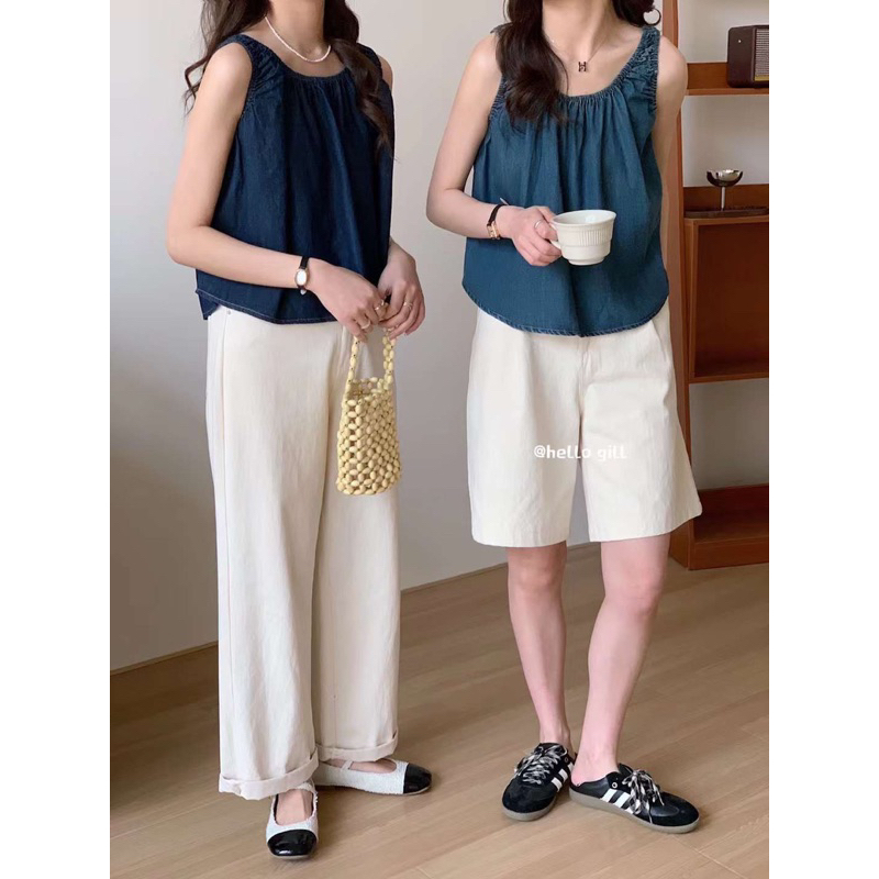 Áo denim quai chun ba lỗ GILL (chuẩn hãng)