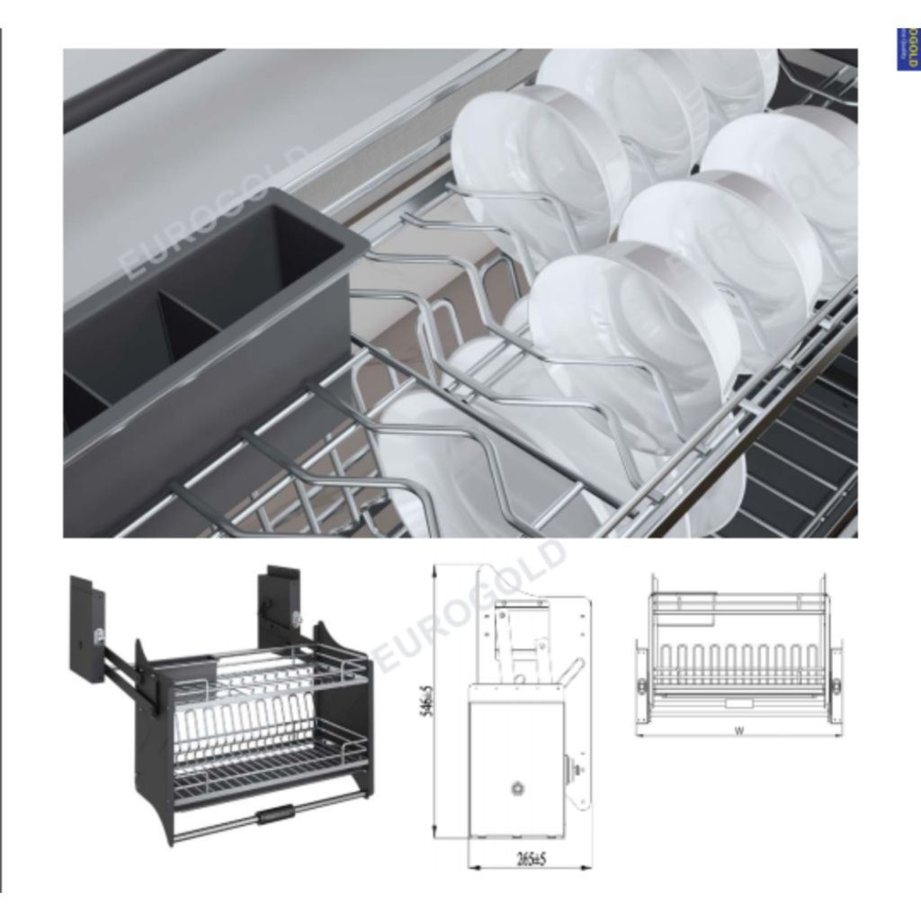 Kệ Bát Di Động Eurogold Inox 304 Cao Cấp - Kệ Chén Đĩa Nâng Hạ Bảo Hành Gỉ Sét Chính Hãng Trọn Đời