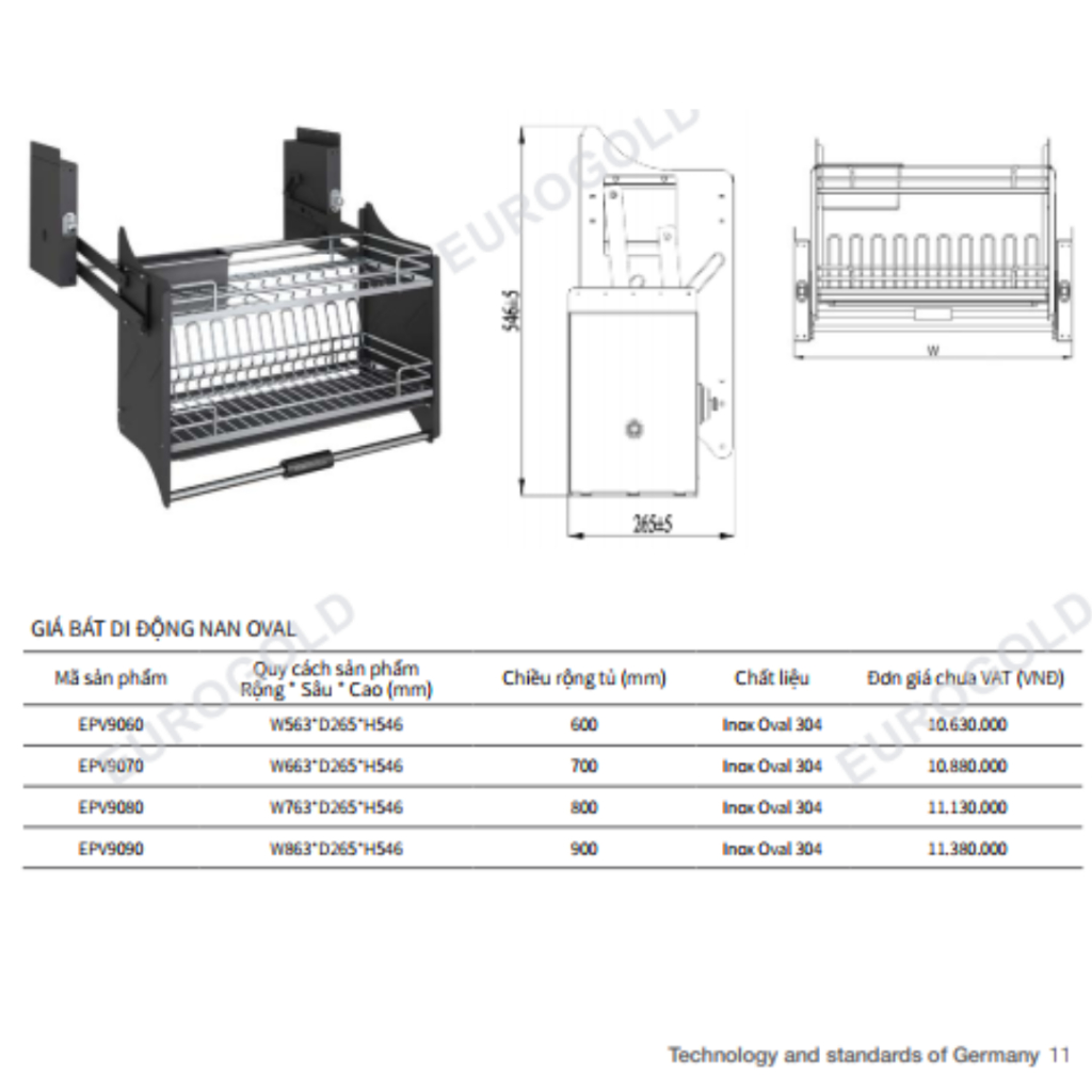 Kệ Bát Di Động Eurogold Inox 304 Cao Cấp - Kệ Chén Đĩa Nâng Hạ Bảo Hành Gỉ Sét Chính Hãng Trọn Đời