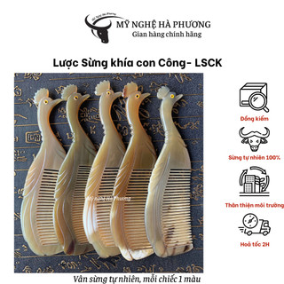 Lược sừng xuất Nhật mẫu con chim Công khía 2 mặt dày đẹp