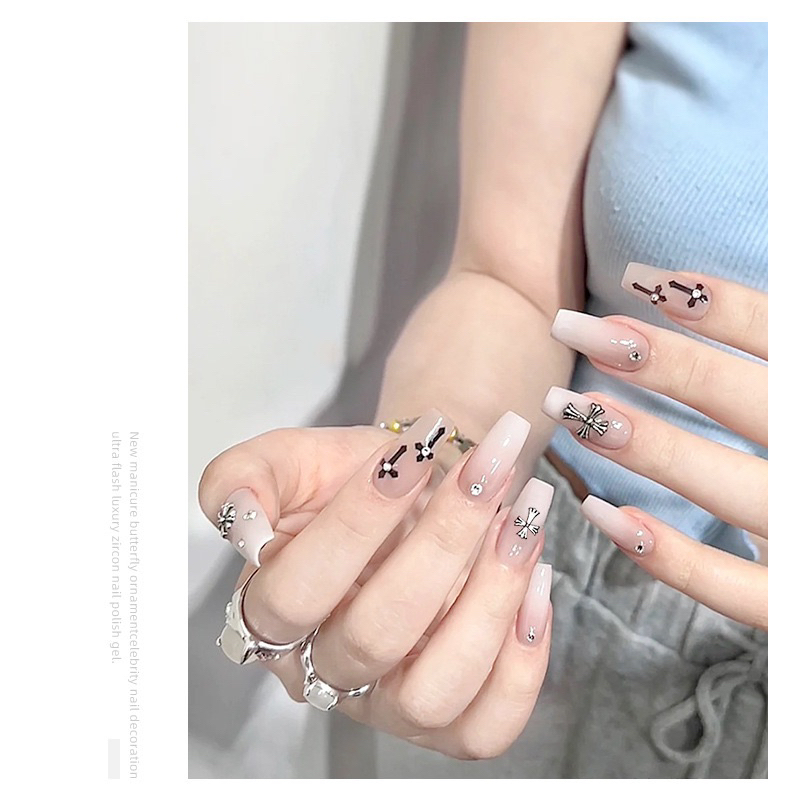 Set 50 chiếc charm chrome hearts kim loại bạc hình thánh giá chữ thập