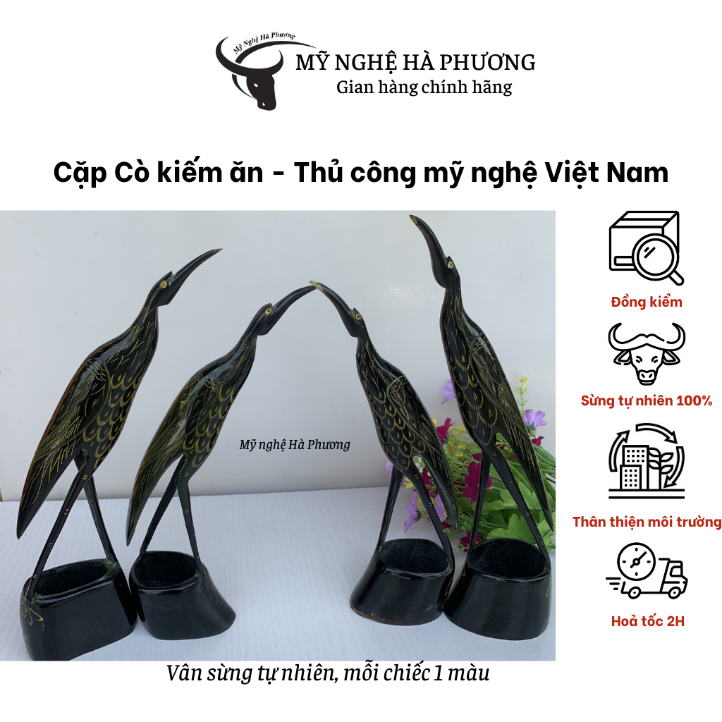 Cặp Cò kiếm ăn – Thủ công mỹ nghệ Việt Nam