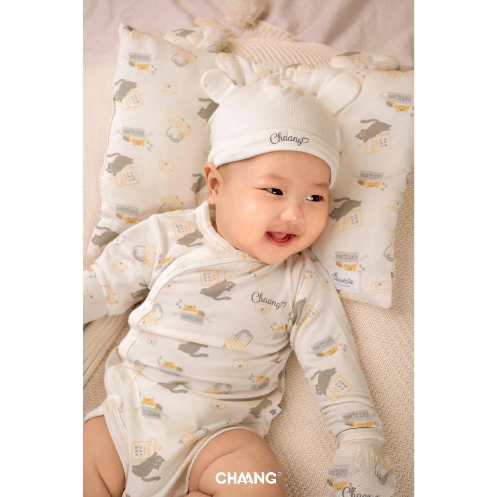 Chaang bộ body chip kèm mũ Mèo cho bé sơ sinh SS23