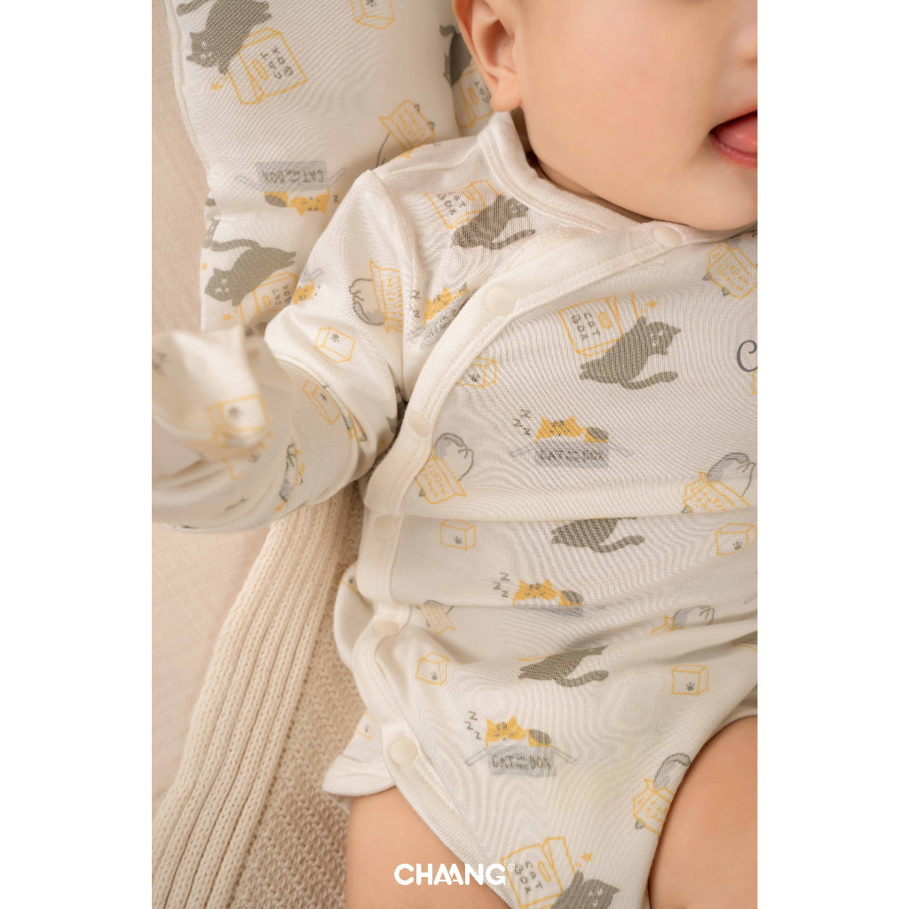 Chaang bộ body chip kèm mũ Mèo cho bé sơ sinh SS23