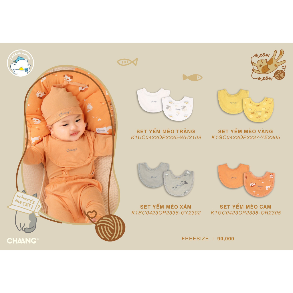Chang Mèo yếm cho bé sơ sinh SS23