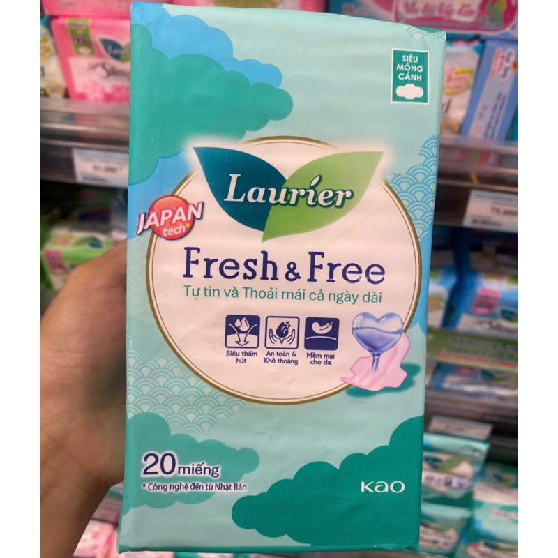 Băng vệ sinh Laurier Fresh&Free ban ngày siêu mỏng cánh 20 miếng