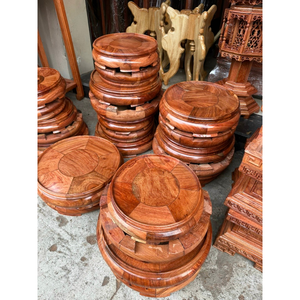 Đế kê bát nhang gỗ hương-Đế tròn chân mặt kê tượng-Nhiều kích thước