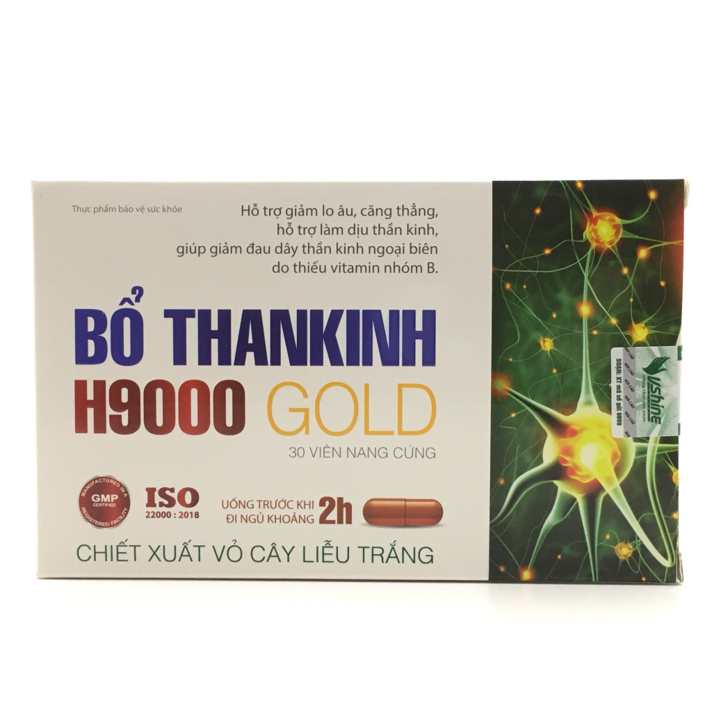 Hộp 30 viên Date 3 6 2026 BỔ THẦN KINH H9000 GOLD