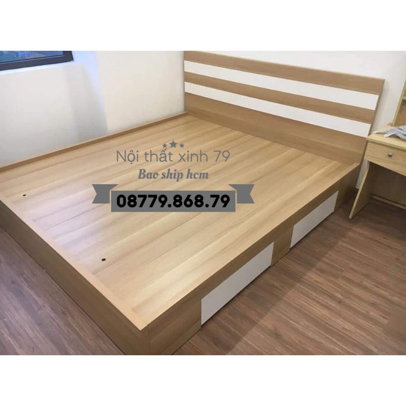 Giường gỗ mdf phủ Melamine,Chống thấm nước,Cong vênh mối mọt(Bao Ship HCM )