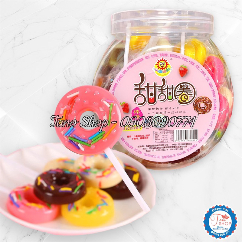 Một que kẹo mút hình bánh Donut xinh xắn - Hongkong, ăn vặt ngon rẻ TaNo
