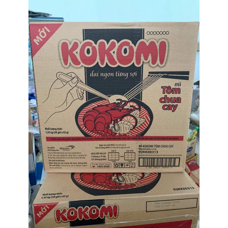Thùng mì tôm Kokomi 65g x 30 gói