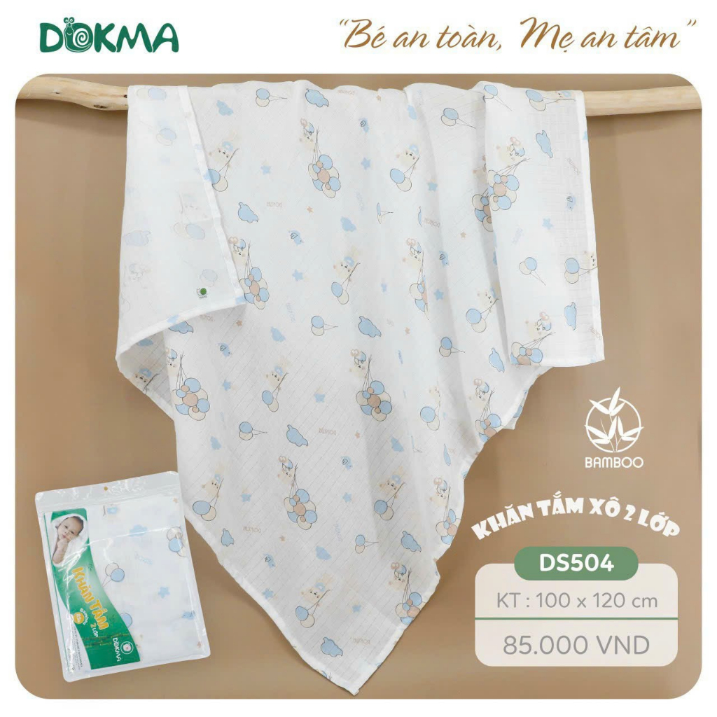 Khăn tắm, khăn đa năng sợi tre Dokma 100x120cm DS504