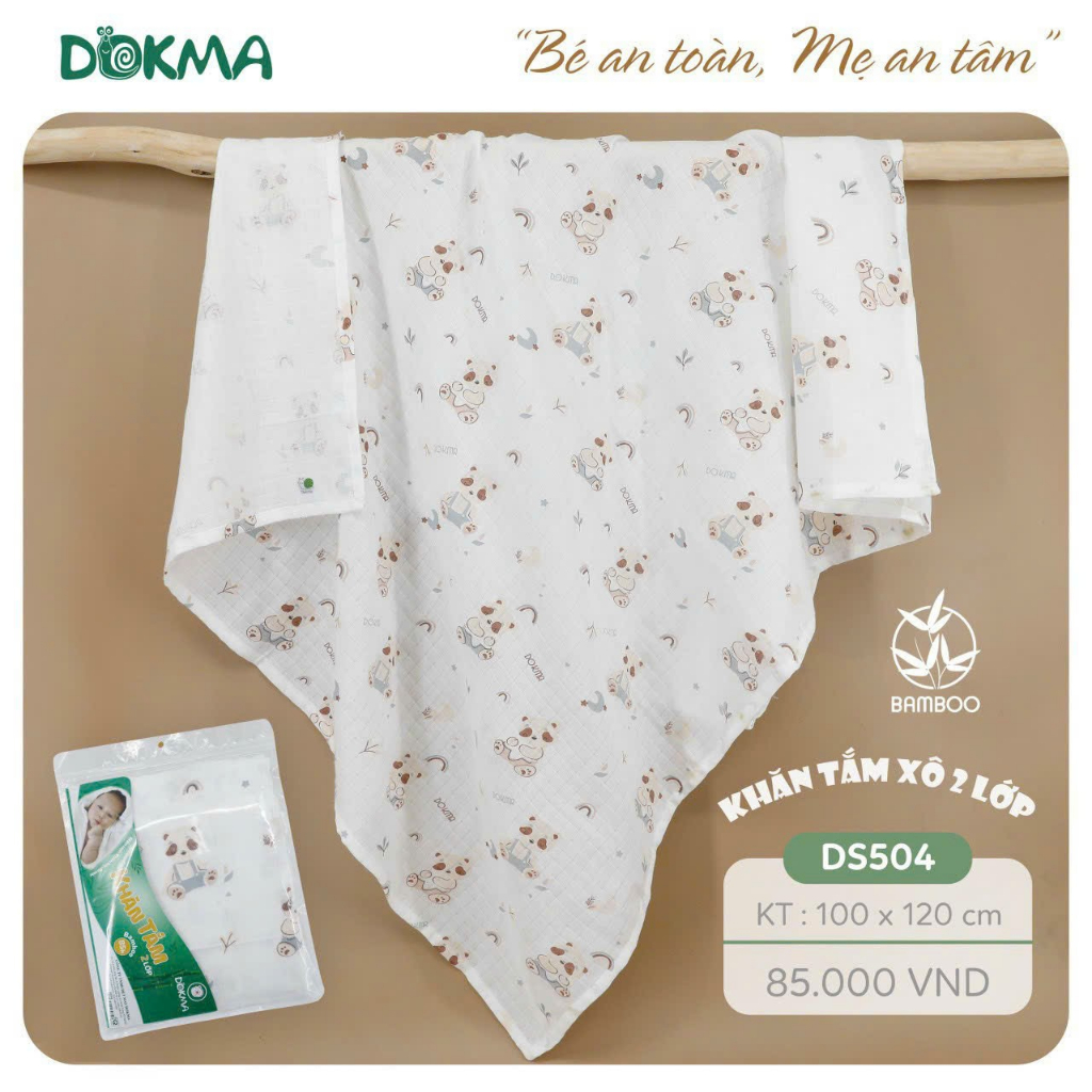 Khăn tắm, khăn đa năng sợi tre Dokma 100x120cm DS504