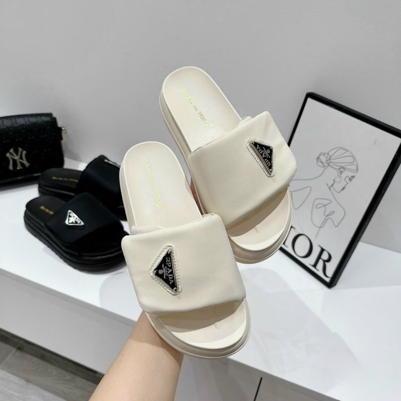 Dép Bánh Mì Da Dán Khoá Cao Cấp Cực Sang Êm Đẹp