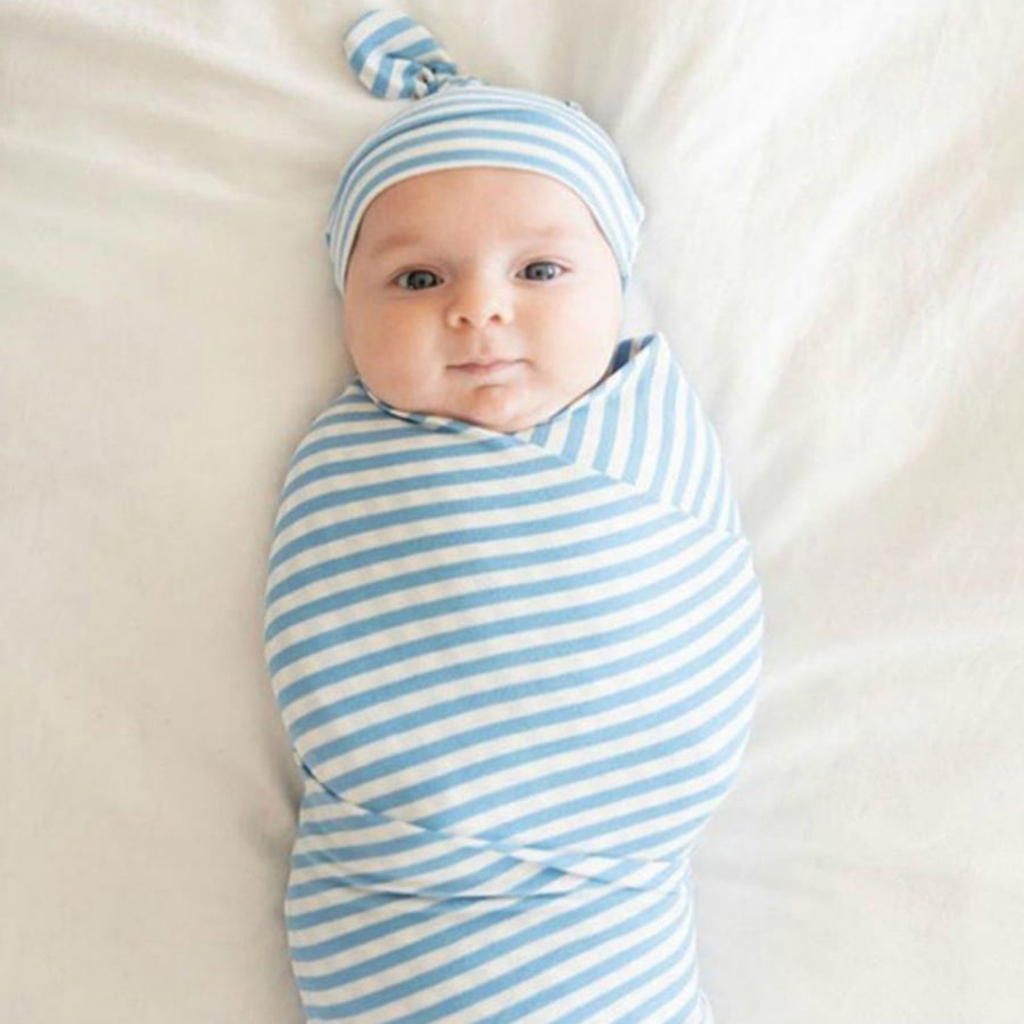 Quấn chũn cho bé ngủ ngon, Khăn quấn bé sơ sinh ngủ ngon, mềm mịn, co giãn, thoáng mát, tặng 1 mũ