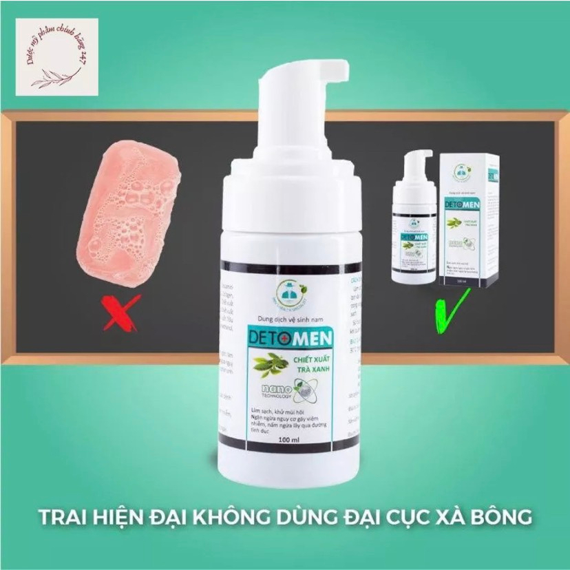 Dung Dịch Vệ Sinh Nam Detomen- Bọt Vệ Sinh Nam Giới DETOMEM CHAI 100ML Thơm Mát Dịu Nhẹ Hàng Chính Hãng che tên khi gửi